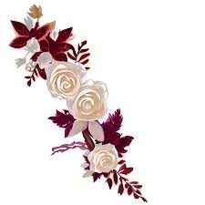 ivory and burgundy flowers leaves