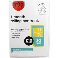 4.8 out of 5 stars. Buy Three Mobile 1 Month Rolling Contract 3g Sim Card At Home Bargains