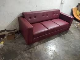 leather red 3 seater sofa set at rs