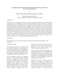Pdf Abstract Development Of An Integrated Cost Estimation