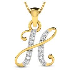 Viva Jewellery Gold Diamond Pendant Alphabet H