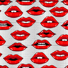seamless pattern with red lips in pop