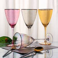 Colored Hammered Glassware Pink