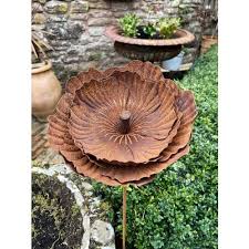 Large Rusty Poppy Flower Stake Garden