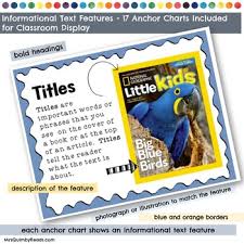 Informational Text Features Anchor Charts Non Fiction Text