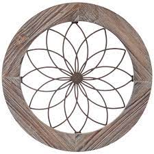brown round wire wood wall decor