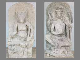 two 10th century stone idols which