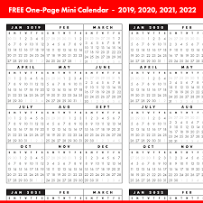 Free Full Year Single Page 2019 2020 2021 2022 At A