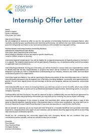 free printable internship offer letter