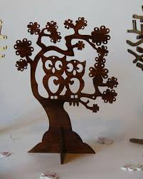 laser cut owl jewelry holder tree