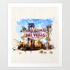 Las Vegas Watercolor Art Print By The