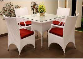 White Wicker Dining Table Set At Rs 21