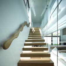 laminated glass treads floating staircase