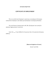 certificate of employment sles