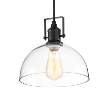 1 Light Black Farmhouse Pendant Ceiling Fixture With Clear Glass Shade And Wire Industrial Pendant Lighting By Edvivi Lighting