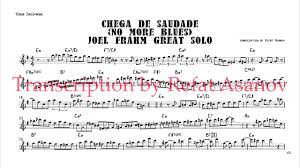 Joel Frahm Destroing No More Blues Chega De Saudade Tenor Sax Transcription