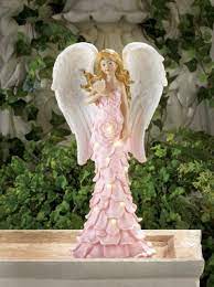 Pink Rose Angel Statue Multicolor