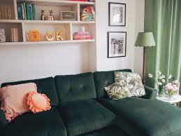 green velvet patterdale corner sofa