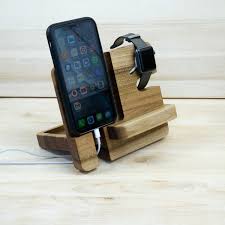 wood iphone xr stand dock desk station
