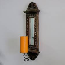 mirror wall candle sconce wooden carved
