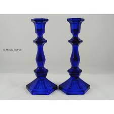 candle holders royal blue glass height