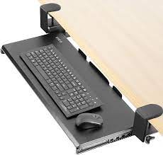 Your keyboard tray should position your keyboard approximately 4 to 6 inches beneath your desktop to improve your posture and form while typing. Amazon Com Vivo Large Keyboard Tray Under Desk Pull Out With Extra Sturdy C Clamp Mount System 27 33 Including Clamps X 11 Inch Slide Out Platform Computer Drawer For Typing Black Mount Kb05e