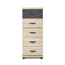 A luxurious and elegant dark wood finish makes this narrow chest of drawers the ideal addition to any traditional home. Ifc Dominic 5 Drawer Narrow Tall Chest Sonoma Oak Black Modern Design Www Robinsons Furniture