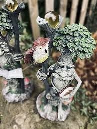 2pc Tree Man Statue Set Resin Fairy