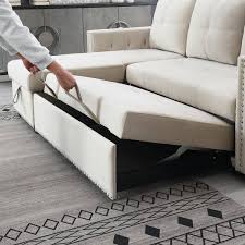 beige velvet sleeper sectional sofa