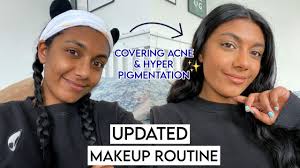 updated makeup routine covering acne