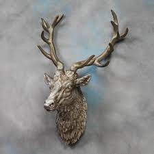Large Antique Silver Stag Head Deer