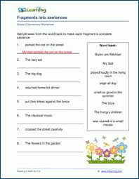 sentences worksheets k5 learning