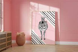 Pink Zebra Print Animal Wall Art Living