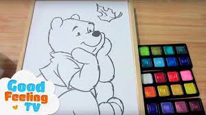 Bé tập tô màu nước chú gấu xinh xắn - YouTube