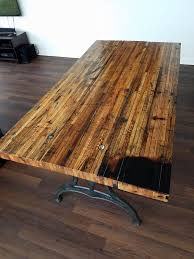 reclaimed oak boxcar plank table with