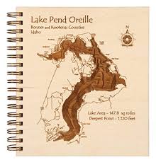 Canfield Lake Manistee County Mi Lake Etched Wire Bound Birch Journal 9 X 8 In Laser Etched Wood Nautical Chart And Topographic Depth Map