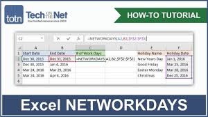 how to use the networkdays function in