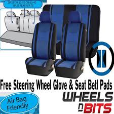 Blue Mesh Cloth Car Seat Cover Steering