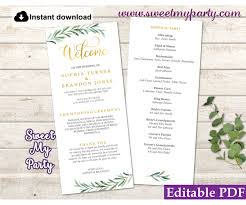 greenery wedding program template