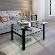Tempered Glass Coffee Table With Metal