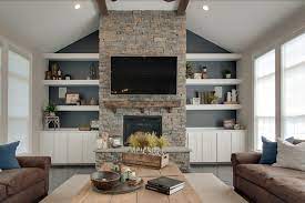 Floating Shelves Around A Fireplace