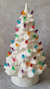 white ceramic christmas tree multicolor