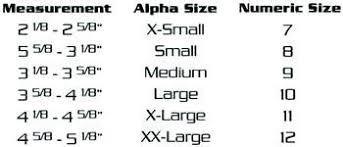 U S Tactical Supply Hatch Gloves Sizing Chart