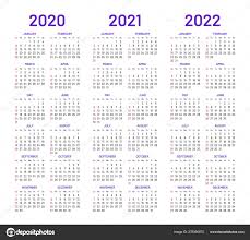 Calendar Layouts For 2020 2021 2022 Years Stock Vector