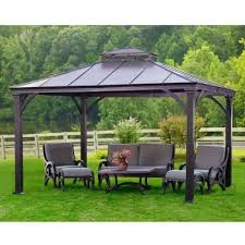 The 100% cedar lumber is finished with a beautiful natural cedar stain that. Sunjoy Jackson 12 Ft X 10 Ft Aluminum Gazebo L Gz401pco 2 At The Home Depot Patio Gazebo Hardtop Gazebo Aluminum Gazebo