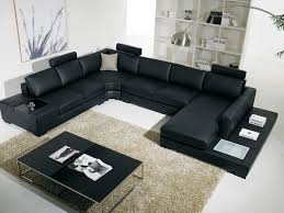 modern black leather sectional sofa