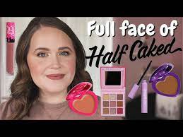 full face of half caked makeup
