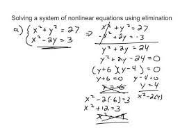 Non Linear Equations Using Elimination