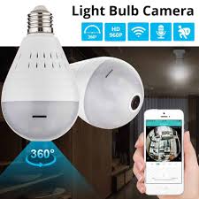 Panoramic Home Security Fisheye Bulb Lamp Mic Camera With Night Vision Mr Gadget Store Live Comfy