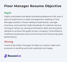 floor manager resume objective exles